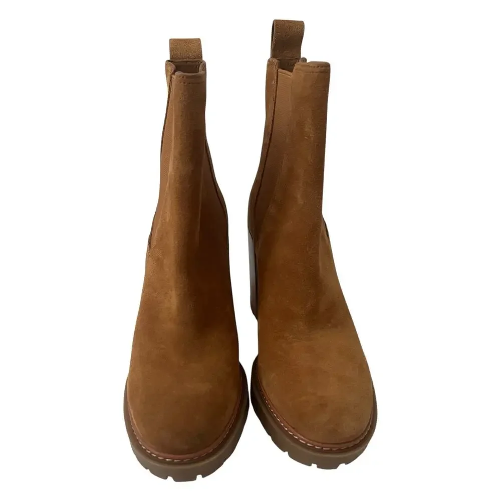 Tory Burch Chelsea 70MM Suede Lug Sole Boots Size 9